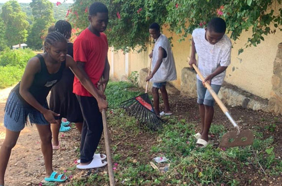 cleaning up outside